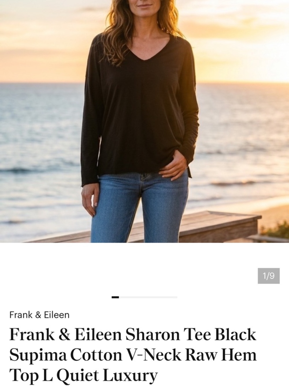 Like new Frank & Eileen Sharon XS black veeneck cotton long sleeve pullover top